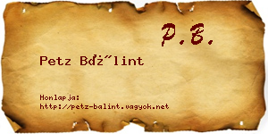 Petz Bálint névjegykártya