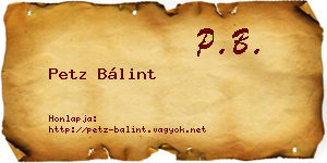 Petz Bálint névjegykártya